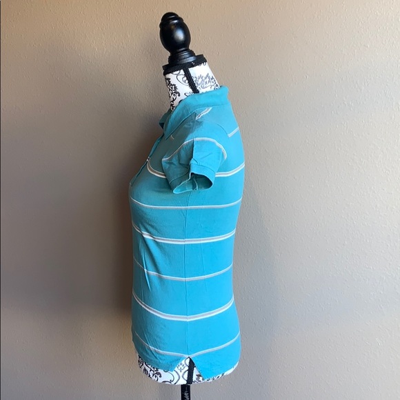 Orange & White Striped Teal Collared Shirt *2 for $5* - Picture 4 of 7